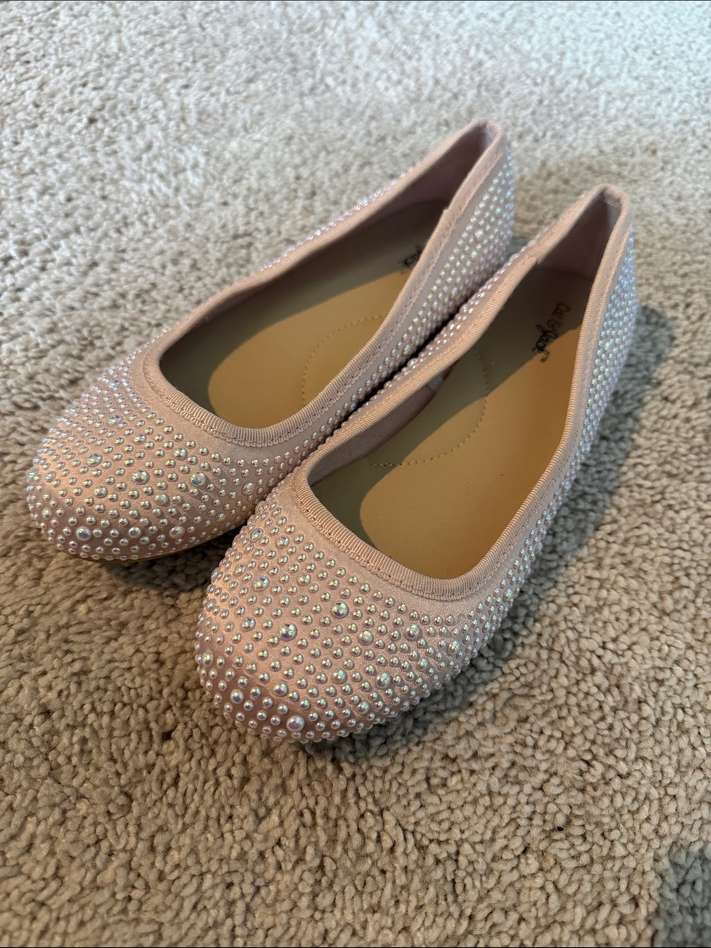 Girls Cat & Jack Rhinestone Embellished Pink Ballet Flats